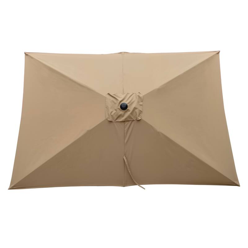 6 x 9ft Patio Umbrella Outdoor Waterproof Umbrella with Crank and Push Button