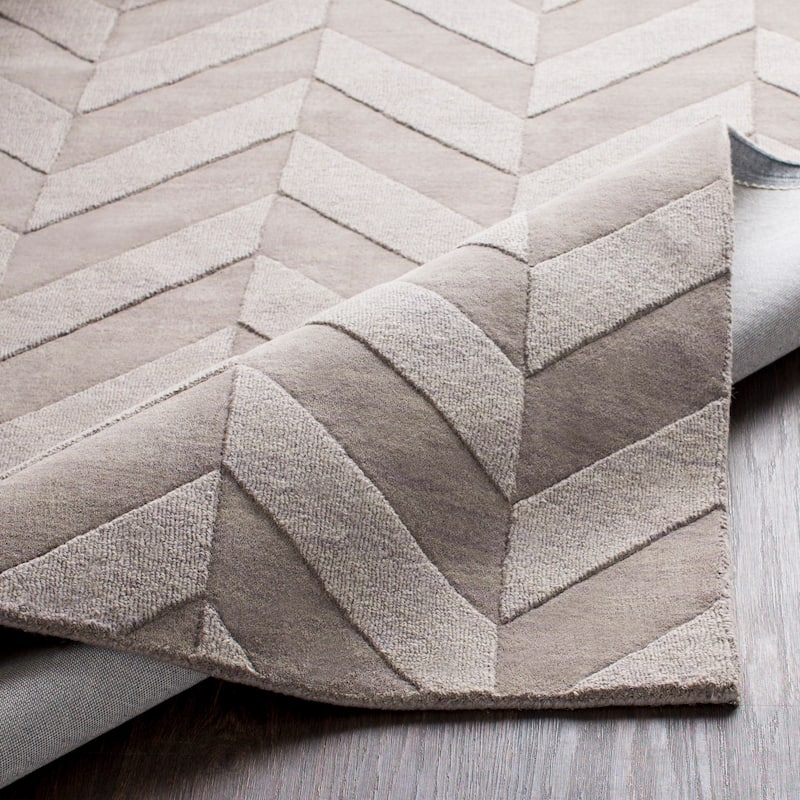 Livabliss Alpine Hand-woven Tone-on-tone Zig-Zag Wool Area Rug