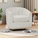preview thumbnail 13 of 15, Boucle Modern 360° Swivel Barrel Chair with Chenille Cushions and Pocket Spring Seat Ivory