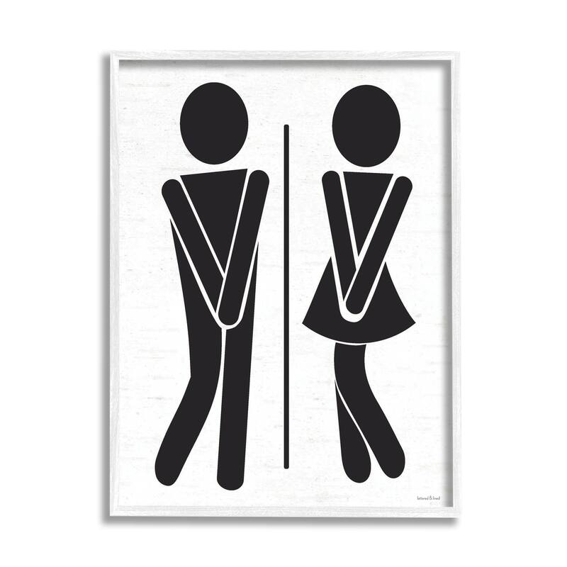 Stupell Bathroom Sign Genders Got to Go Stance Figures Framed Wall Art - Black - 16 x 20 - White