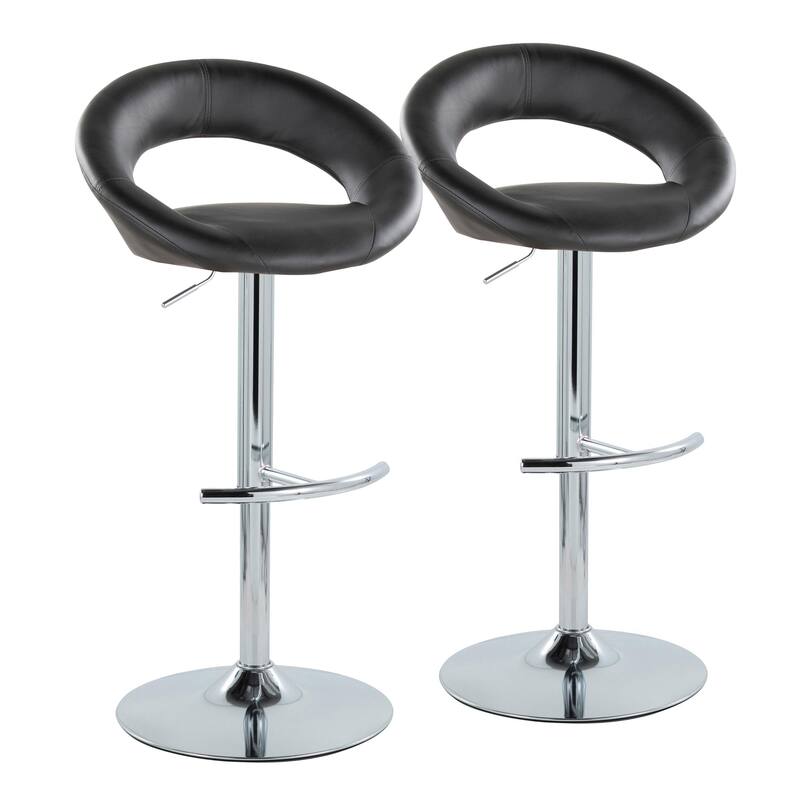 Silver Orchid Poppy Adjustable Bar Stool with Rounded T Footrest (Set of 2)
