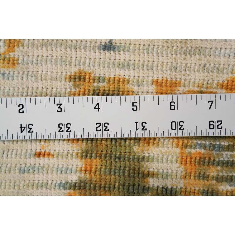 Hand Knotted Oriental Viscose Silk Carpet Modern All-Over Multi-Colored Abstract Area Rug - 8' 0'' X 5' 1''