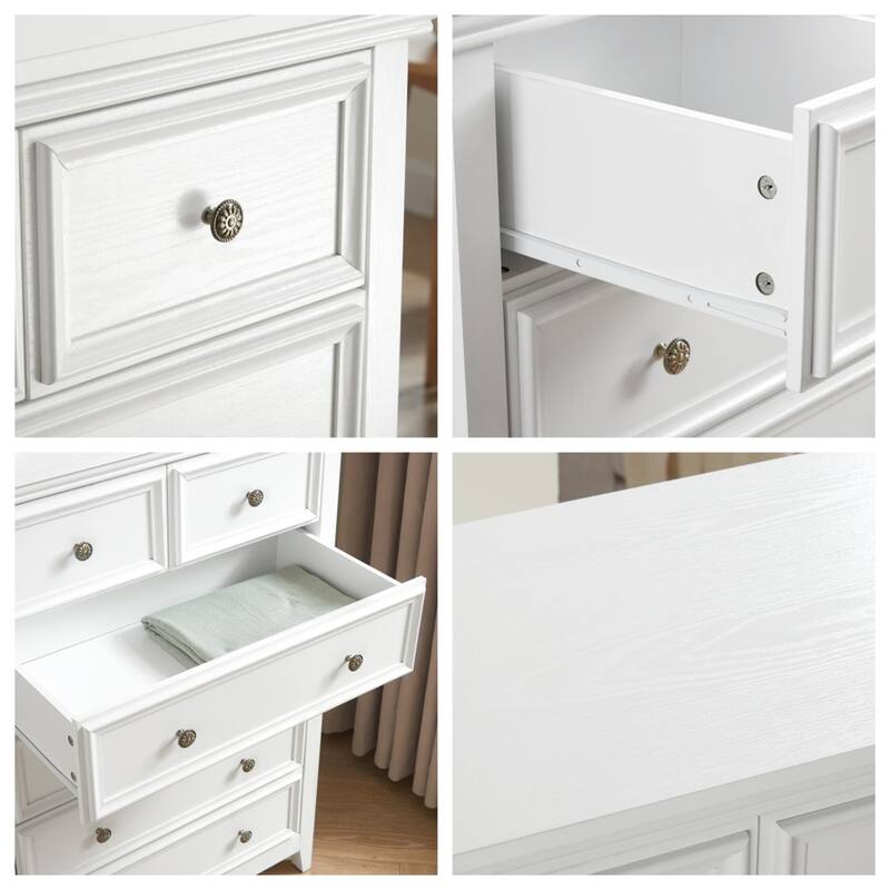 Modern 6 Drawers Dresser with Metal Handles and Metal Slide Rails