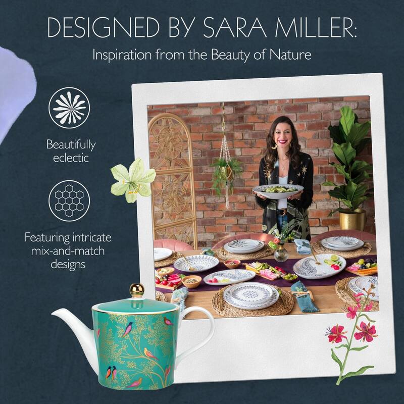 Portmeirion Sara Miller London Chelsea Collection 2 Pint Teapot - 2 Pint