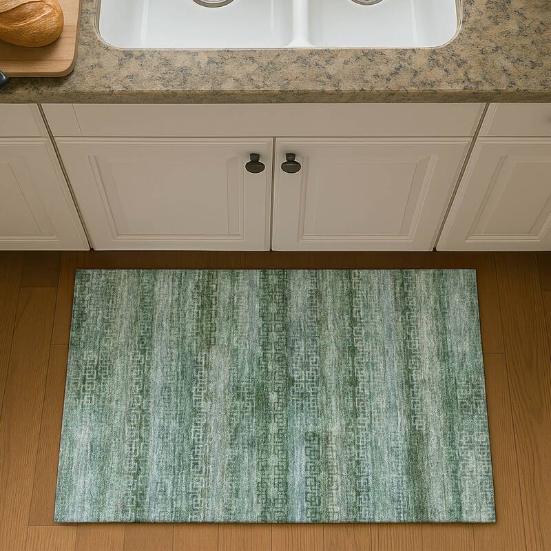 Premium Washable Super Soft Modern Stripe Mayfield Rug - Aloe - 1'8" x 2'6"