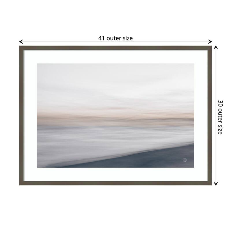 Waves Move Me I by Nathan Larson Wood Framed Wall Art Print - Svelte Clay Grey - 41 x 30 in - Wood - Grey