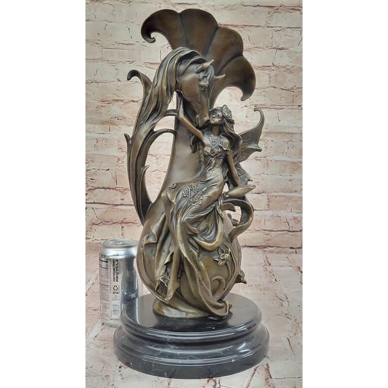 Bronze Fairy And Horse Sculpture – Enchanting Fantasy Statue For Home Or Garden Decor