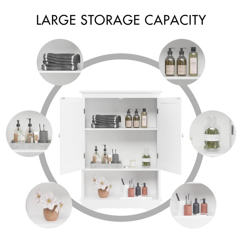 Anmytek White Over Toilet Storage Cabinet Bathroom Organizer with Shelves Space Saving Cabinet Organizer