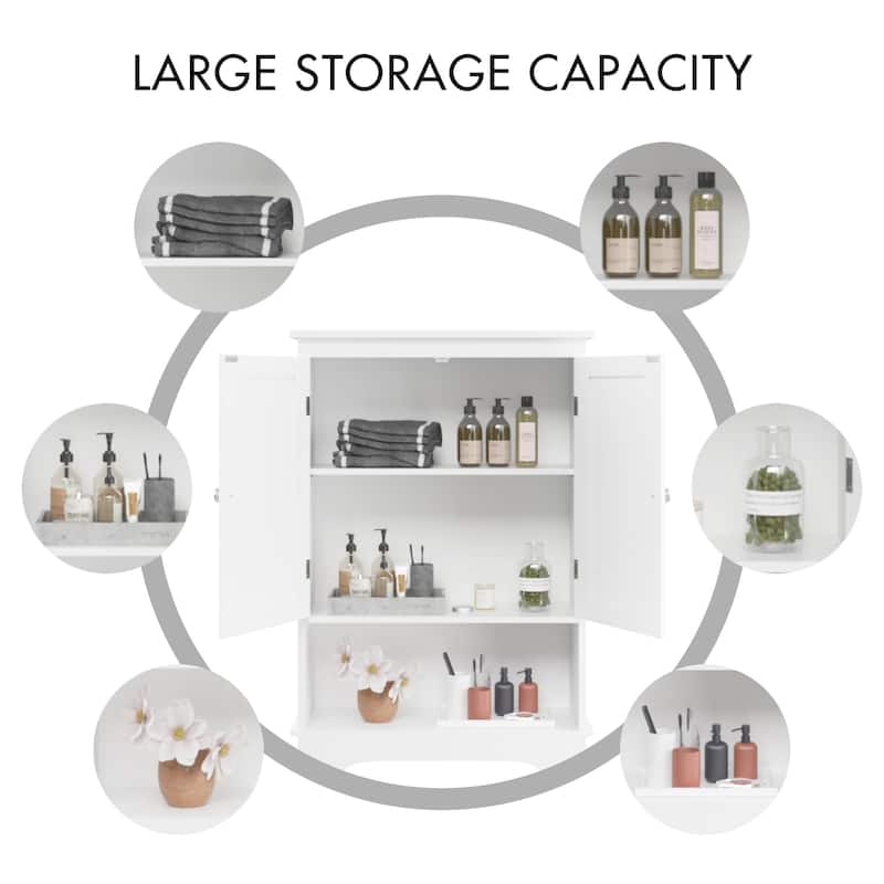 Sofucor Over The Toilet Storage Cabinet,Bathroom Shelf Over Toilet,Bathroom Storage Cabinet Organizer,White,Retro-Modern Design