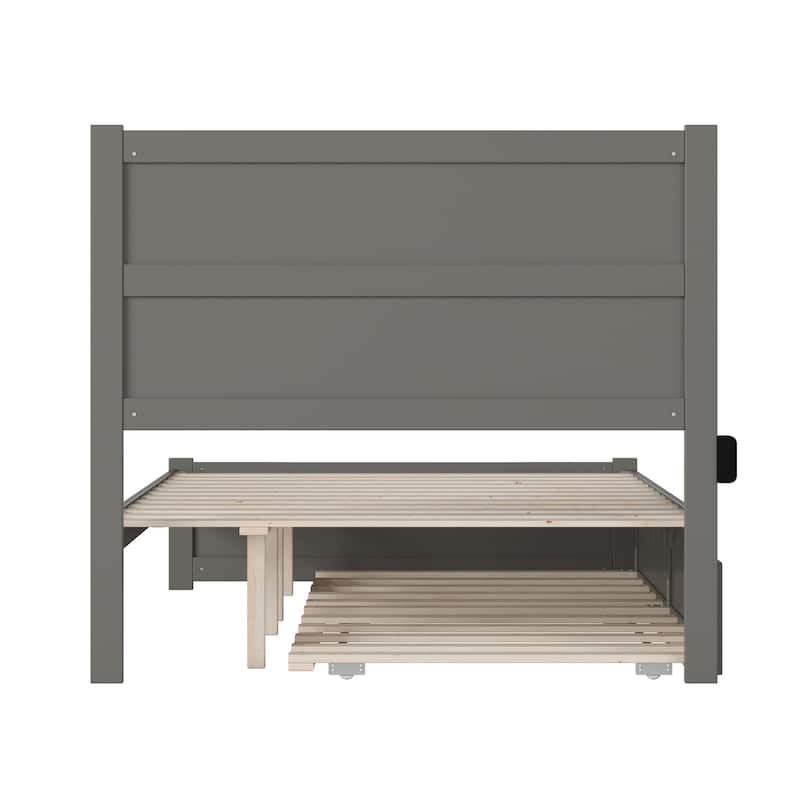 NoHo Full Bed with Footboard and Twin Trundle in Grey