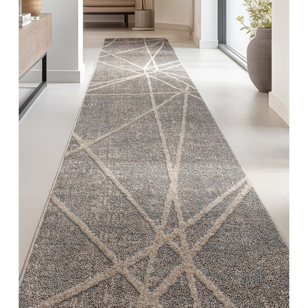 Custom Size Runner Harlow Telas Modern Geometric Lines Soft Stair Rug