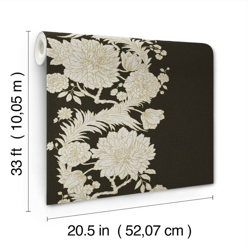 Chris Loves Julia x A-Street Prints Gisela Black Floral Columns Wallpaper