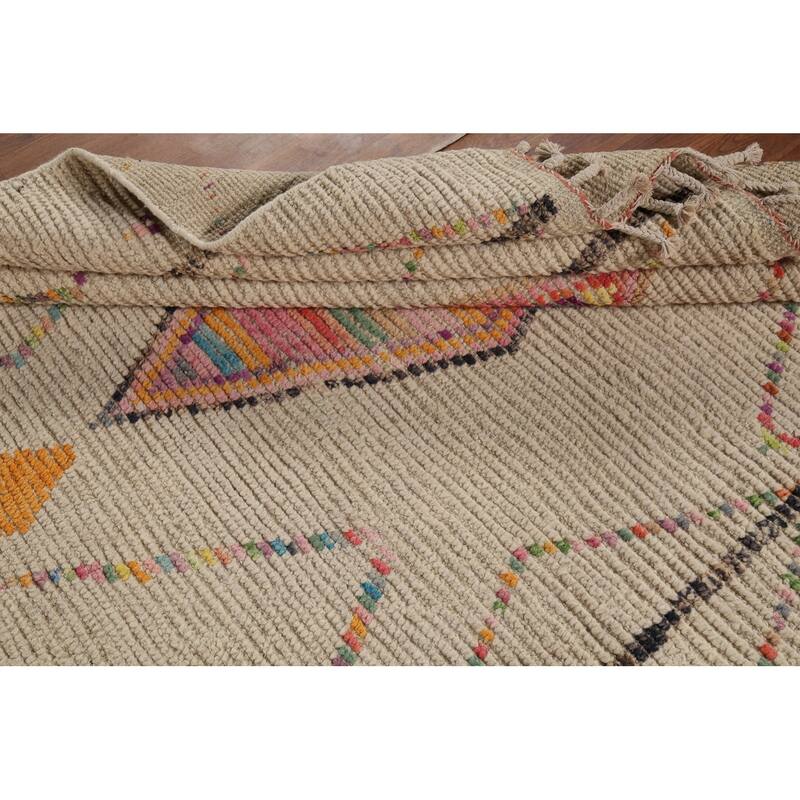 Geometric Striped Moroccan Area Rug Handmade Wool Carpet - 5'9"x 9'8"