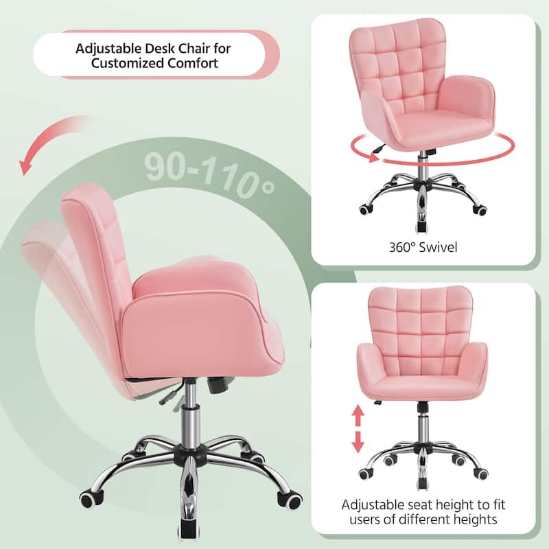 Yaheetech Faux Leather Desk Chair with Padded Armrests Modern Office Chair
