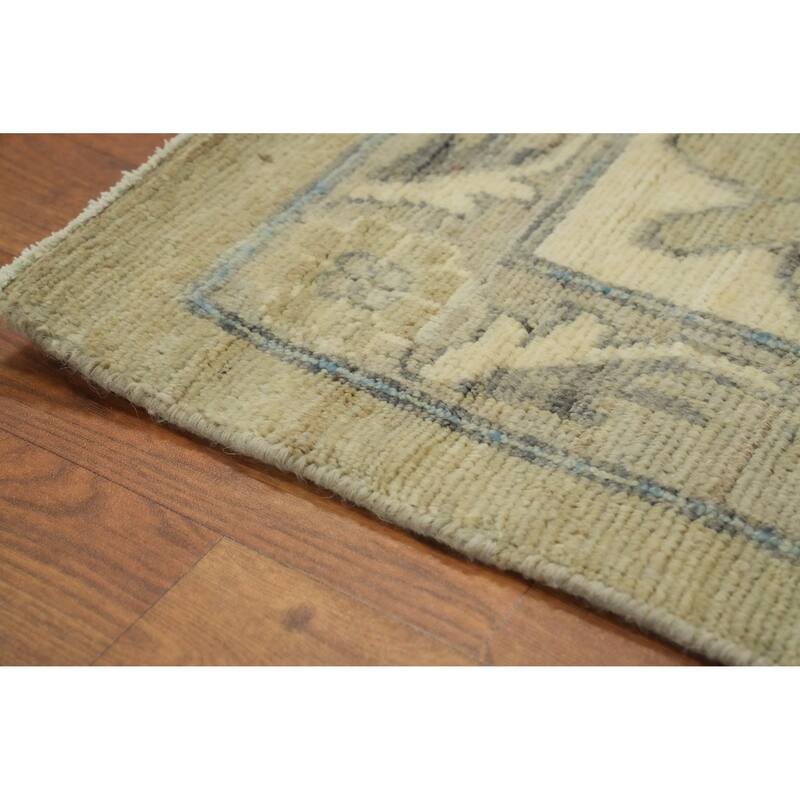 Vegetable Dye Wool Oushak Turkish Large Rug, Floral Geometric Carpet - 14' 10'' X 11' 9''
