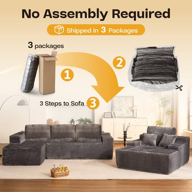 ​​OVIOS Modern Minimalist No-Assembly Living Room Set​