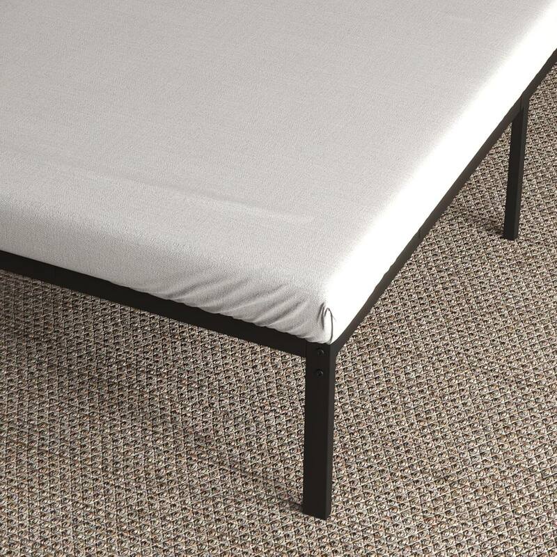 Bed Frame No Box Spring Needed, Heavy Duty Queen Platform Metal Bed Frame with Metal Slats