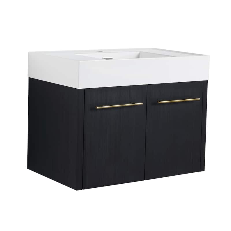Topcraft Wall-Mounted Bathroom Vanity With Sink - 30" - Black Chestnut