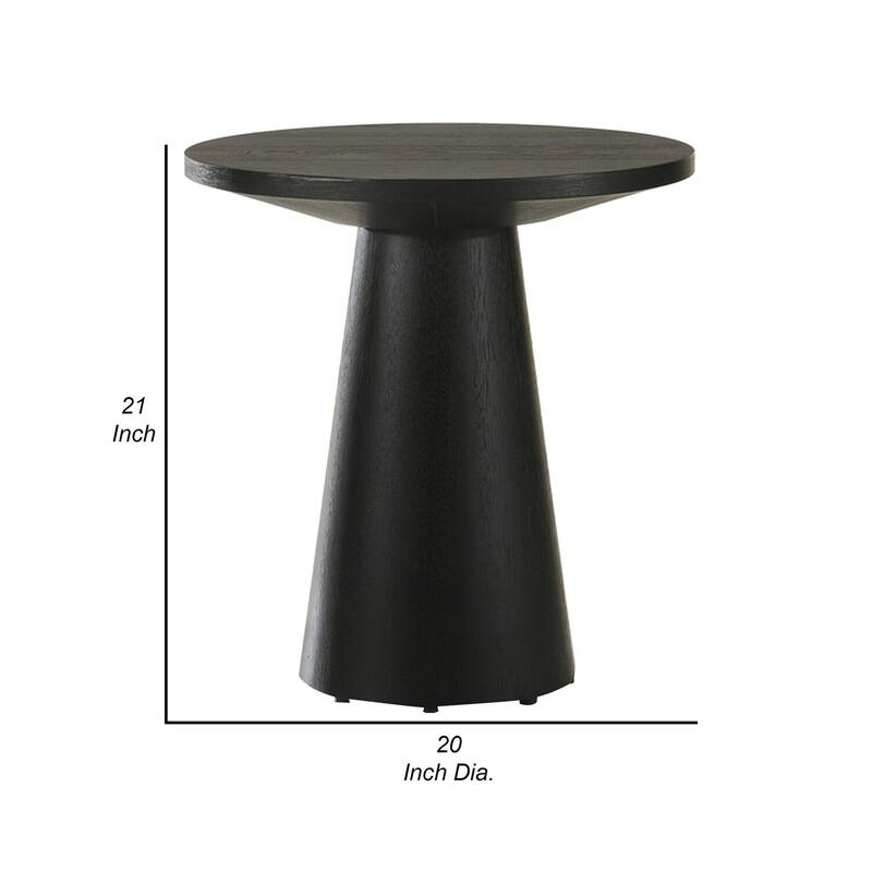 20 in. Black Round Wood End Table with Pedestal Base