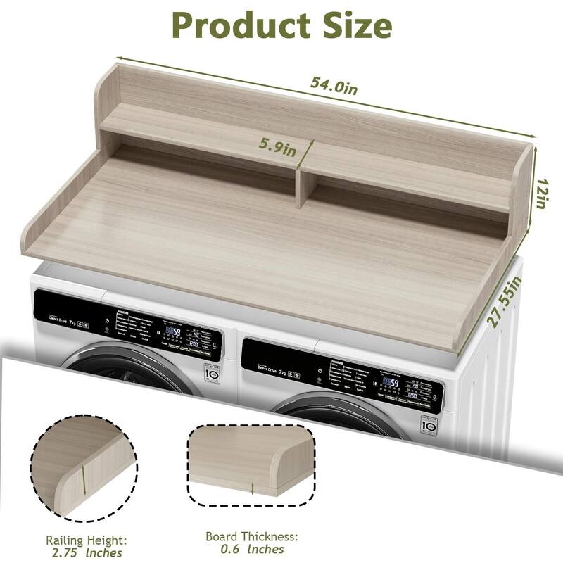 BOSSIN Laundry Pedestal Utility Table with 2-Tier Shelf, Storage Organizer for Washer and Dryer