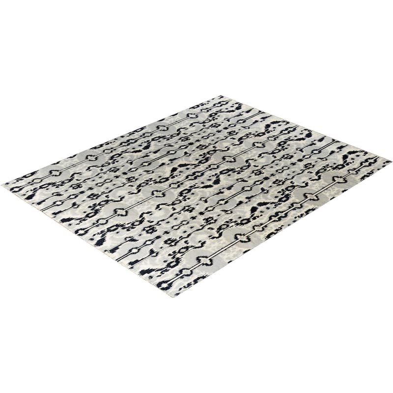 Ikat One-of-a-Kind Hand-Knotted Area Rug - Black, 8' 1" x 10' 2" - 8' 1" x 10' 2"
