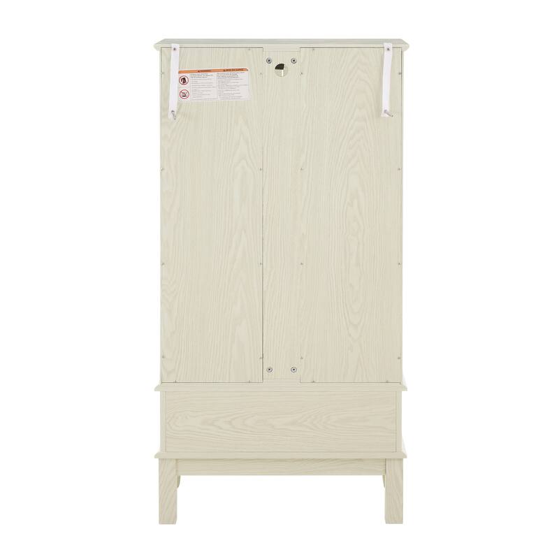 Anmytek 52 Tall Glass Display Curio Cabinet with LED Lights & Adjustable Shelves Whitewashed Farmhous