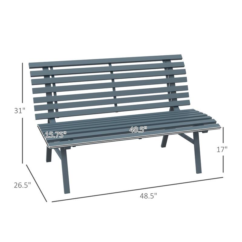 Porch Bench Outdoor Bench with Aluminum Frame, Charming Leisure Bench with Backrest, Corridor Bench Entryway Bench