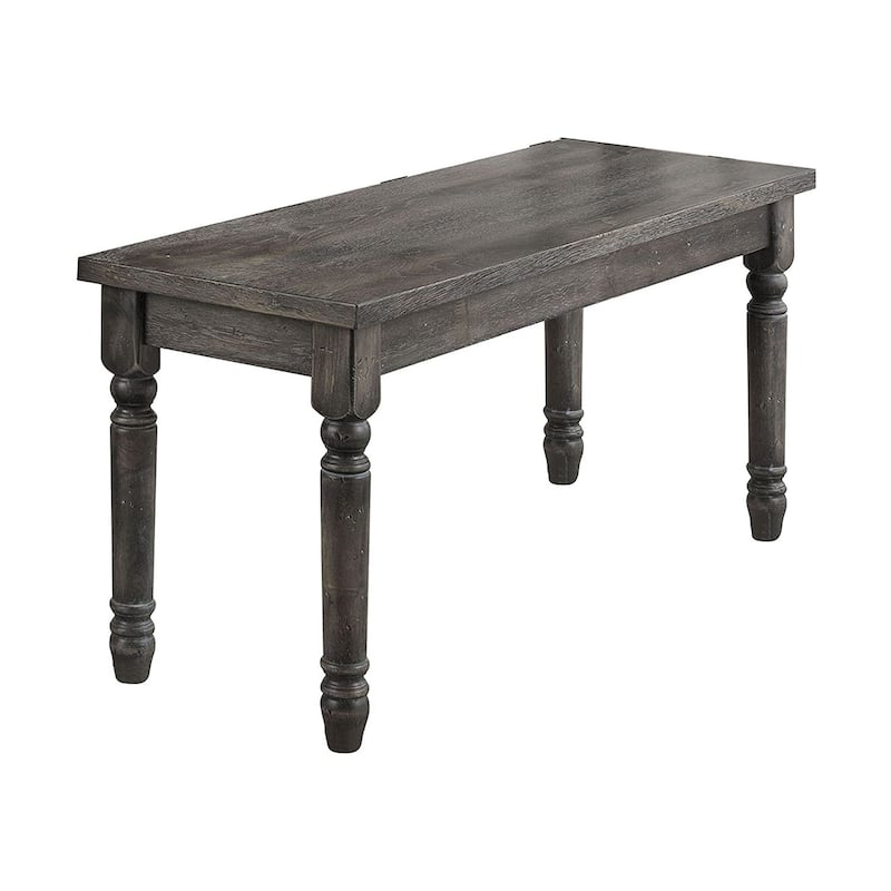 Rectangular Wooden Bench in Weathered Gray