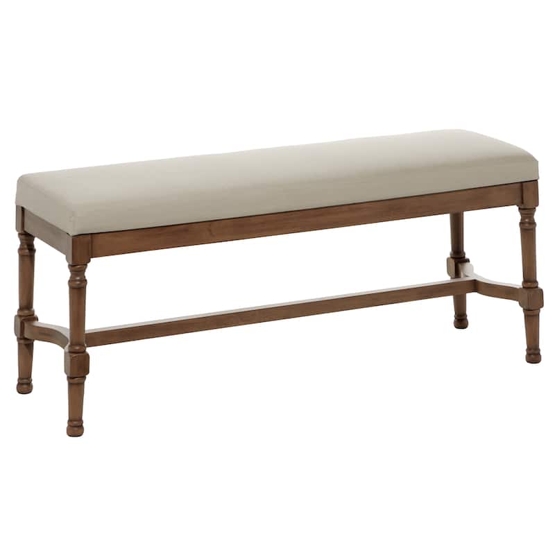 Traditional Classic Grey or Brown Upholstered Bench - 47 x 16 x 18