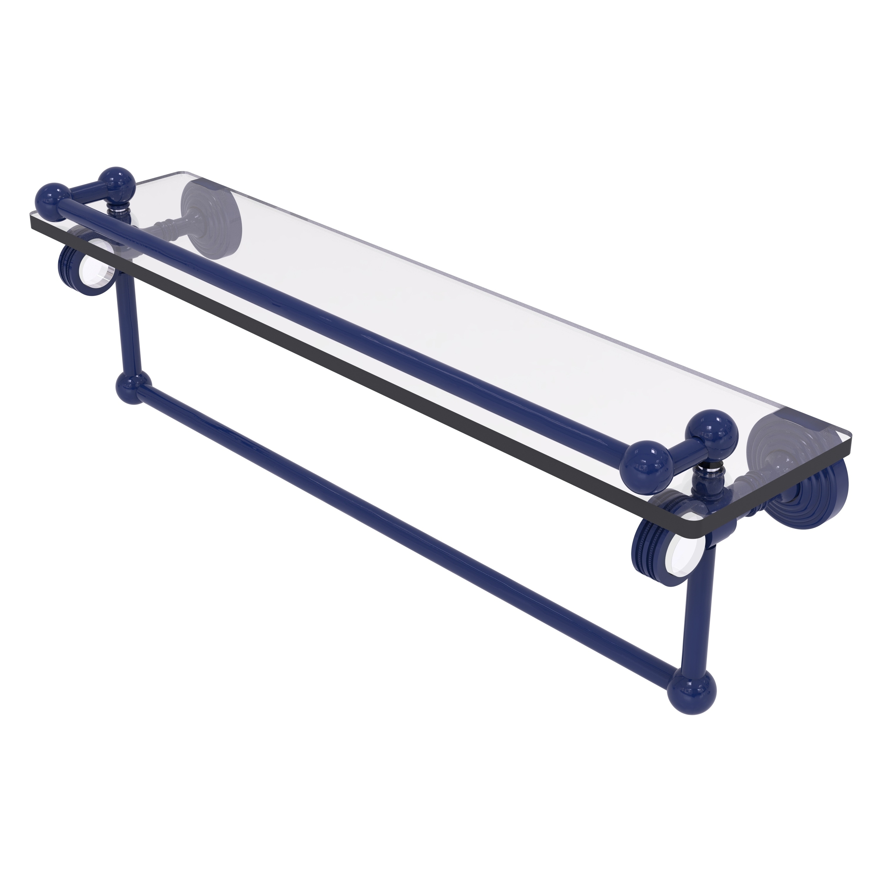 Allied Brass Pacific Grove Collection 16 Inch Gallery Glass Shelf with Towel Bar and Dotted Accents