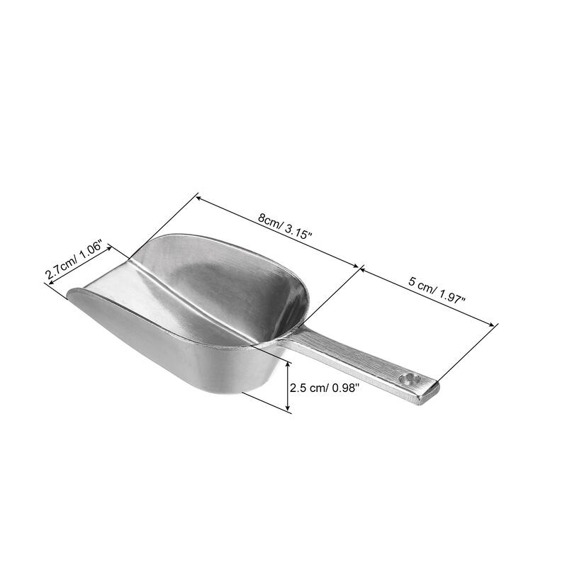 Ice Scoops Aluminum 5.12" Small Ice Maker Flour Cereal Sugar Utility Shovel - Silver Tone