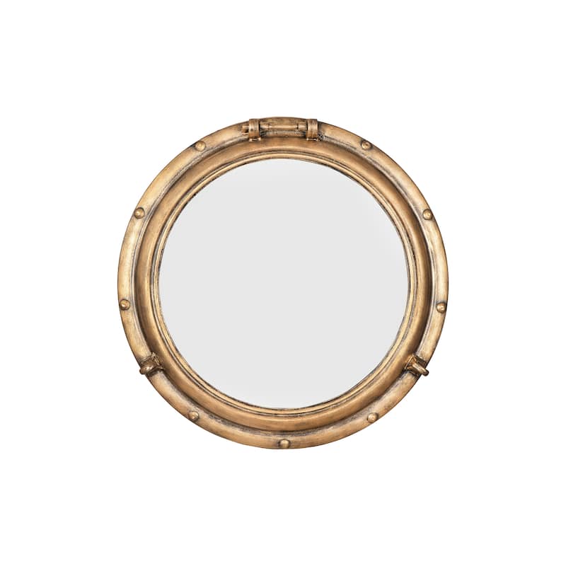 Metal Porthole Wall Mirror - Antique Gold 