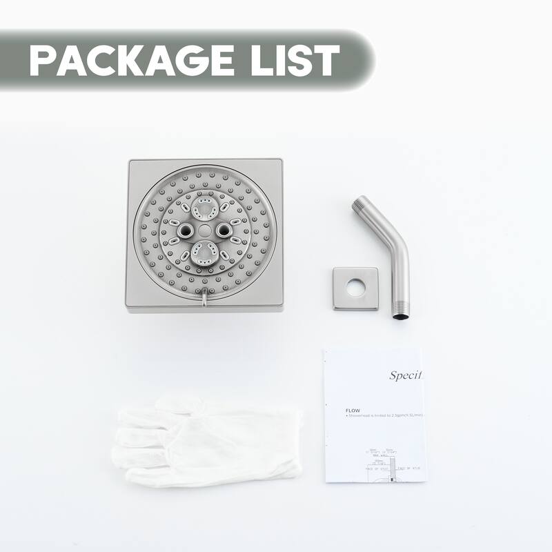 7-Spray Patterns 6.5 in. Wall Mount Rain Fixed Shower Head with Shower Arm and Flange