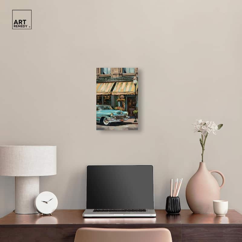 Classic Car Store Visit II Canvas by Art Remedy, Gallery Wrapped