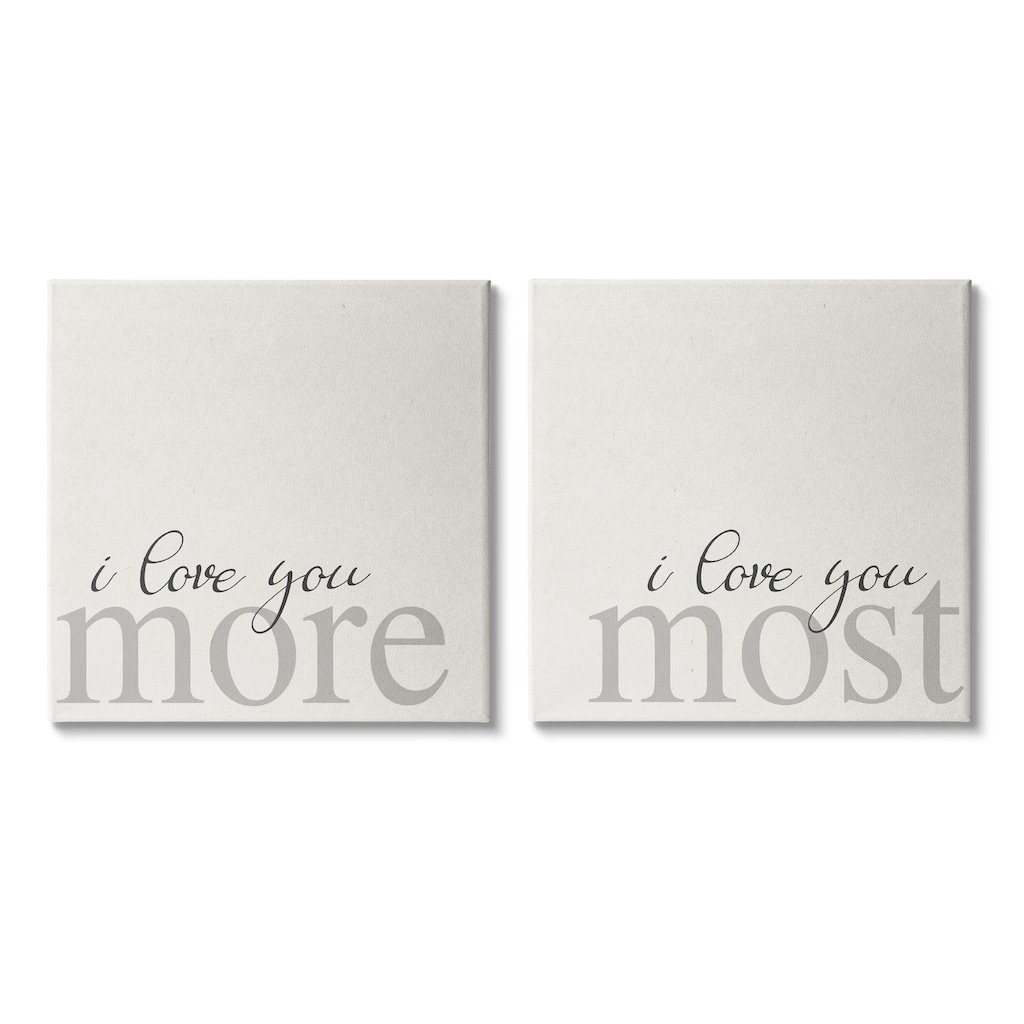 Stupell I Love You More Most Romantic Sentiment Typography 2 Piece Canvas Wall Art, Design by Daphne Polselli
