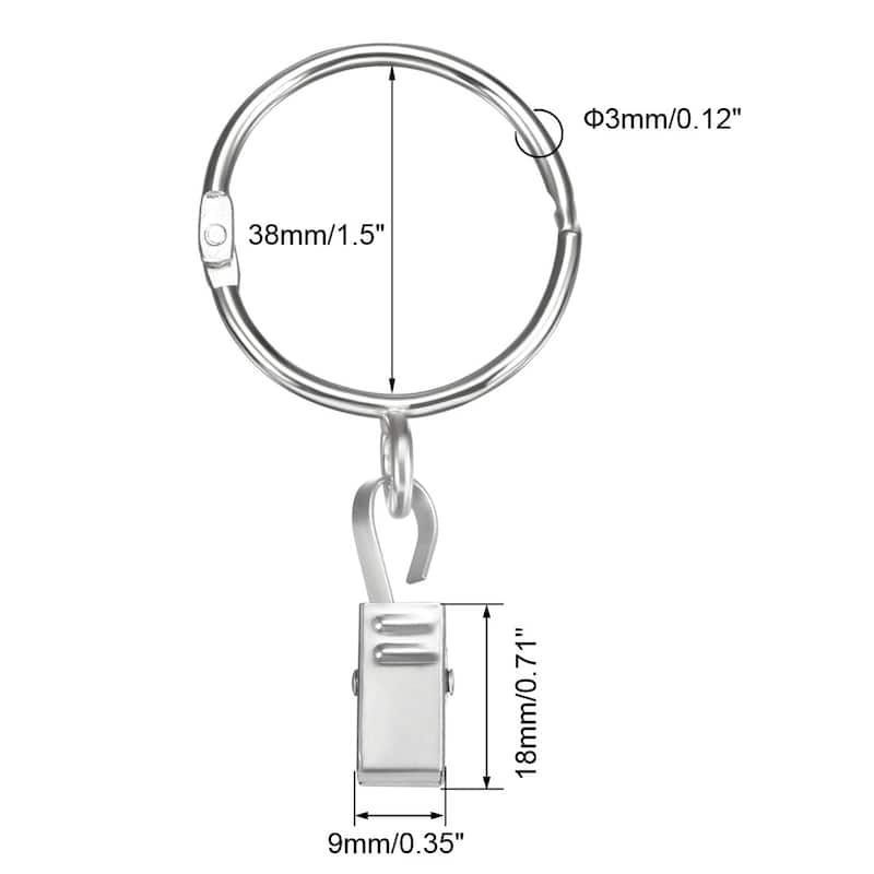 Curtain Rings with Clips Strong Decorative Metal Drapery Shower 6pcs