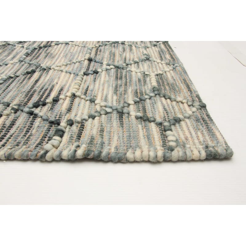 ECARPETGALLERY Braid weave Sienna Teal Wool Rug - 5'2 x 7'7