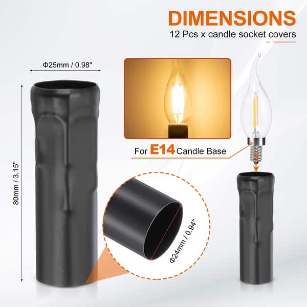 dimension image slide 19 of 39, Candle Covers Sleeves, Socket Sleeves for Candelabra Base Bulbs
