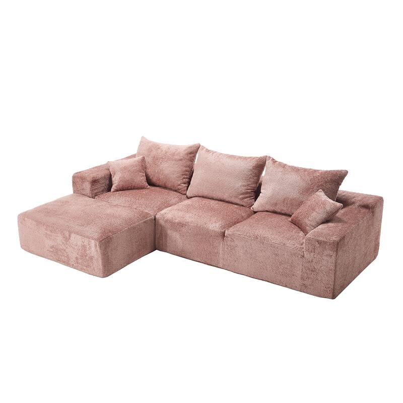Floor Standing Chaise Lounge Couch L-shape Sectional Sofa with Ottoman