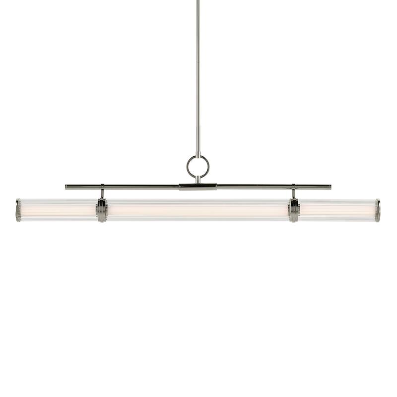 Riven 48.25 Inch LED 1 Light Linear Chandelier with Clear Fluted Glass in Polished Nickel