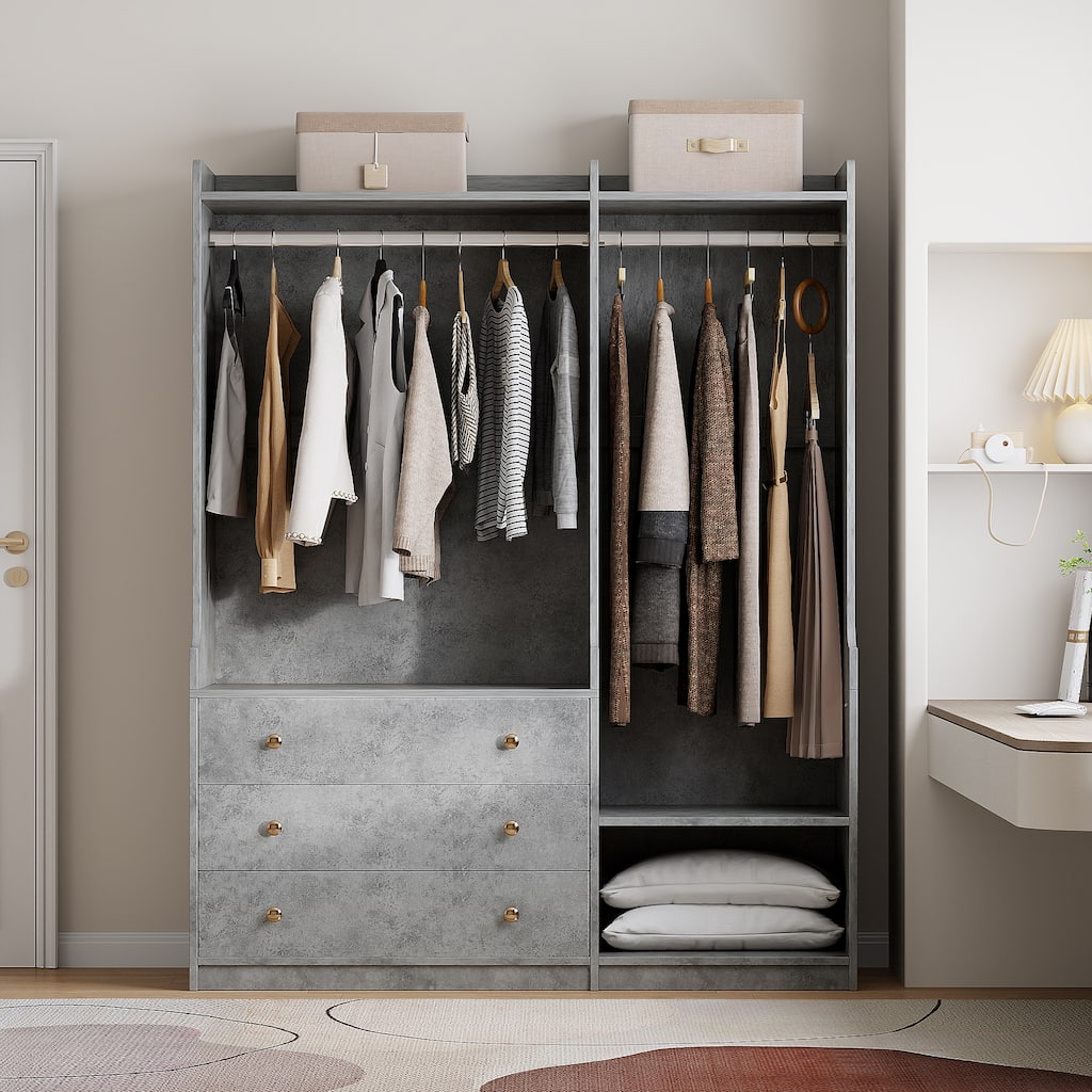 Open Wooden Wardrobe Storage for Bedroom