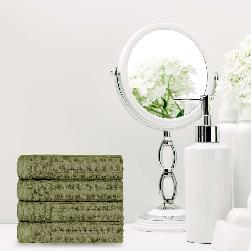 Superior Soho Ribbed Cotton Hand Towel Set of 4 - Sage