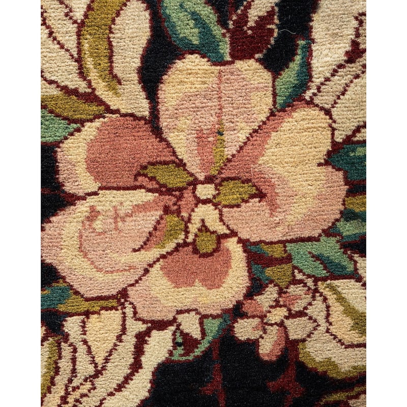 Overton Hand Knotted Wool Vintage Inspired Traditional Mogul Black Area Rug - 12' 1" x 18' 1"
