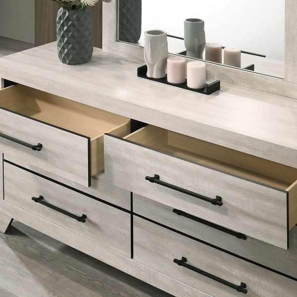 modern light grey dresser Furniture of America Quill Light Gray Rubberwood 62.5-in W Standard Dresser With Mirror Marble one_size