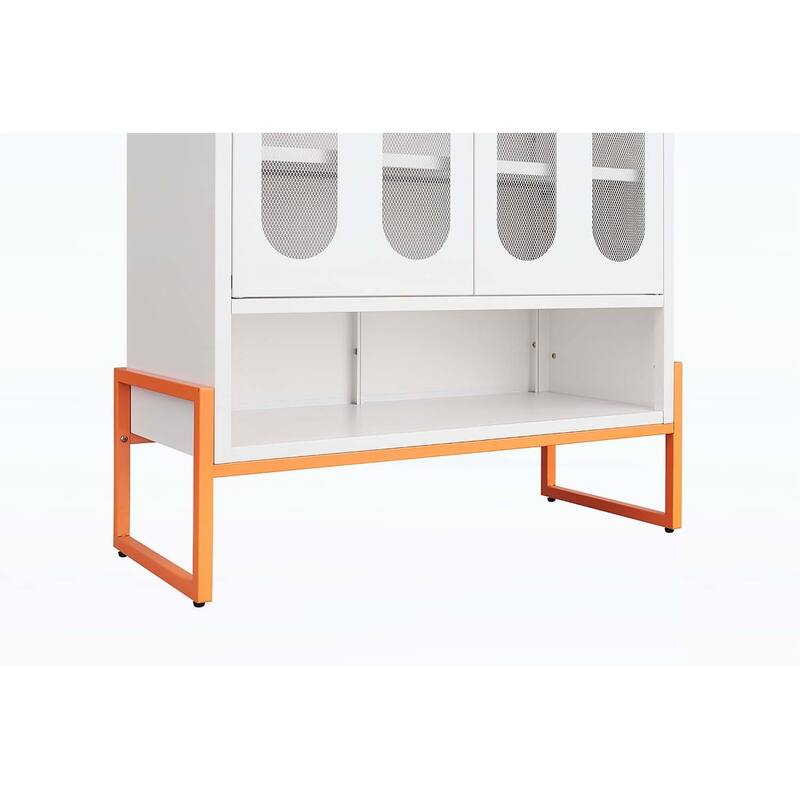 Minimalist Shoe Cabinet with Adjustable Mesh Doors