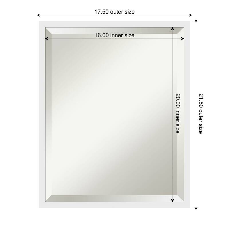 Incline Beveled Wood Framed Bathroom Vanity Wall Mirror - 18 x 22 in - Incline White