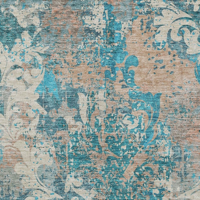 HomeRoots Damask Transitional Rectangle Outdoor Rug