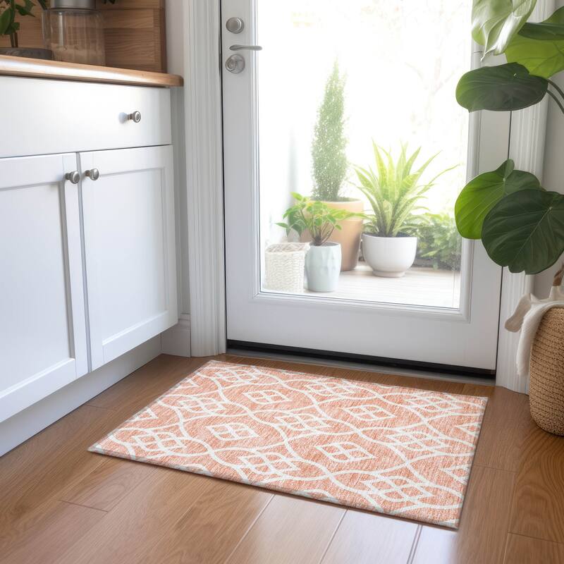 Machine Washable Indoor/ Outdoor Chantille Trellis Modern Rug