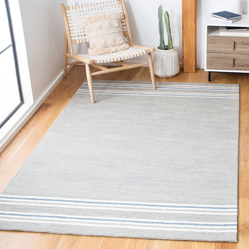 SAFAVIEH Handmade Metro Toril Stripe Wool Rug - 4' x 6' - Grey/Blue