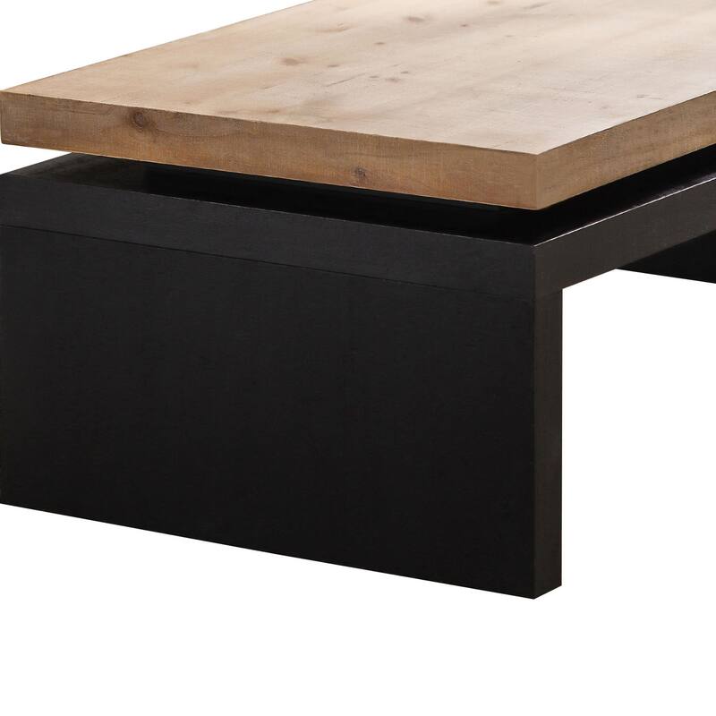 Modern Industrial Coffee Table 2 Color Wood Center Table with Floating Top Design, for Living Room Lounge Office